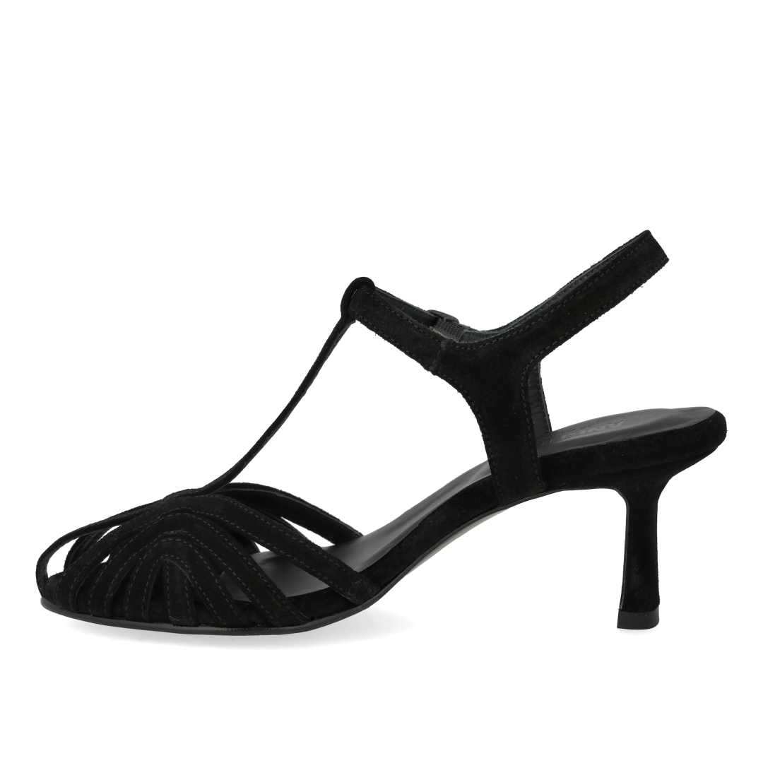 Højhælet sandal med smuk organisk frontdetalje