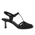 Højhælet glitter sandal med organisk frontdetalje