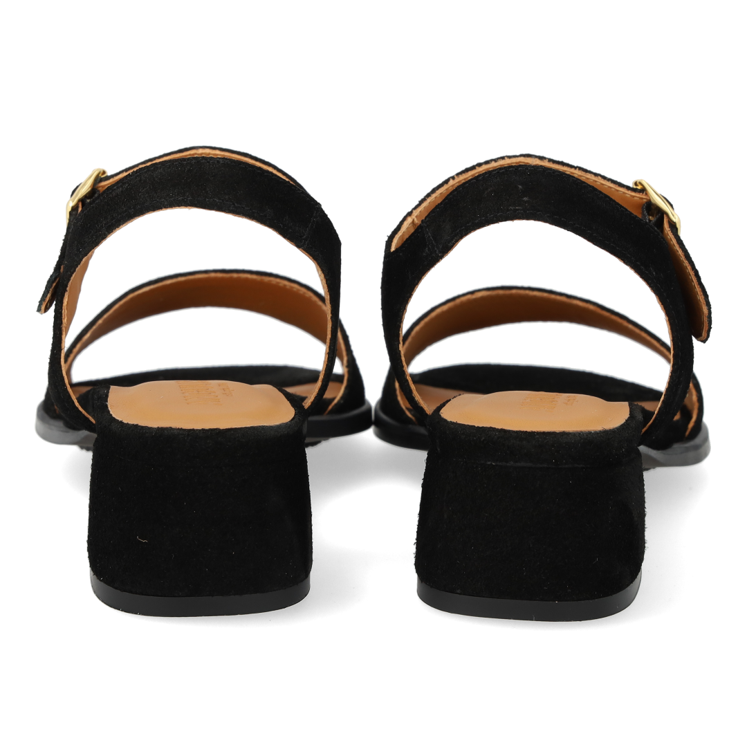 Høj sandal i sort ruskind