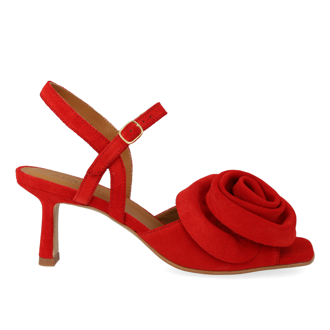 Højhælet Sandal med voluminøs rosedetalje