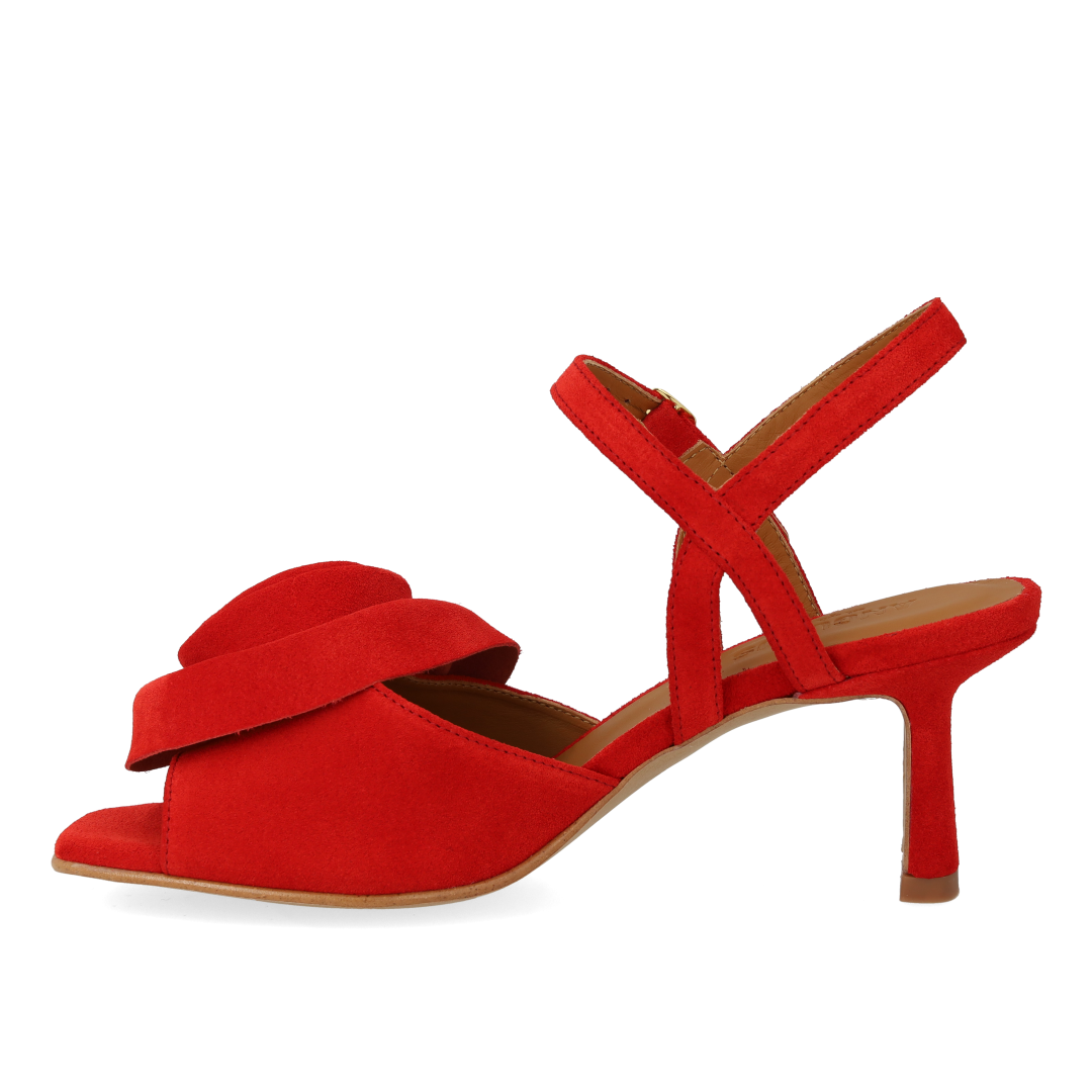 Højhælet Sandal med voluminøs rosedetalje