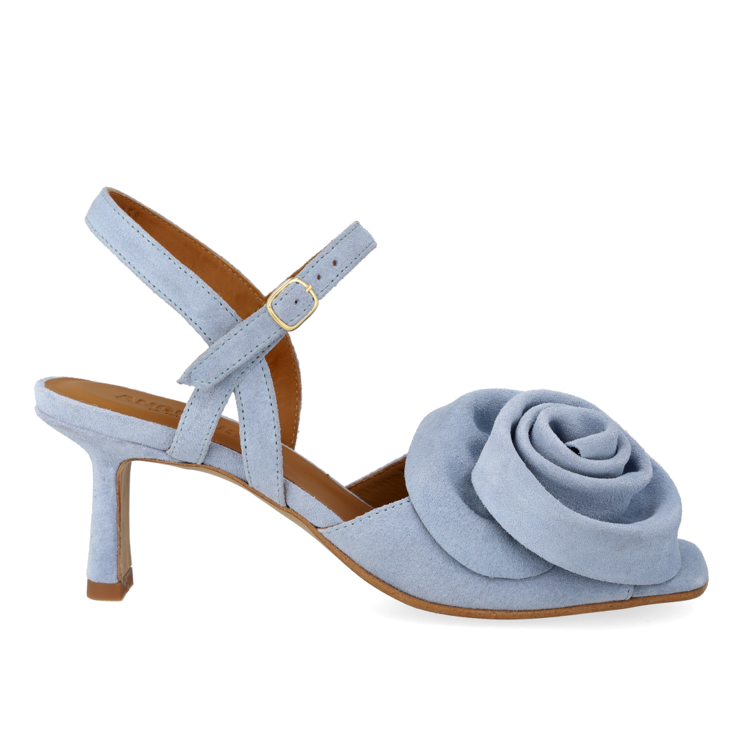 Højhælet Sandal med voluminøs rosedetalje