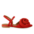 Sandal med voluminøs rosedetalje