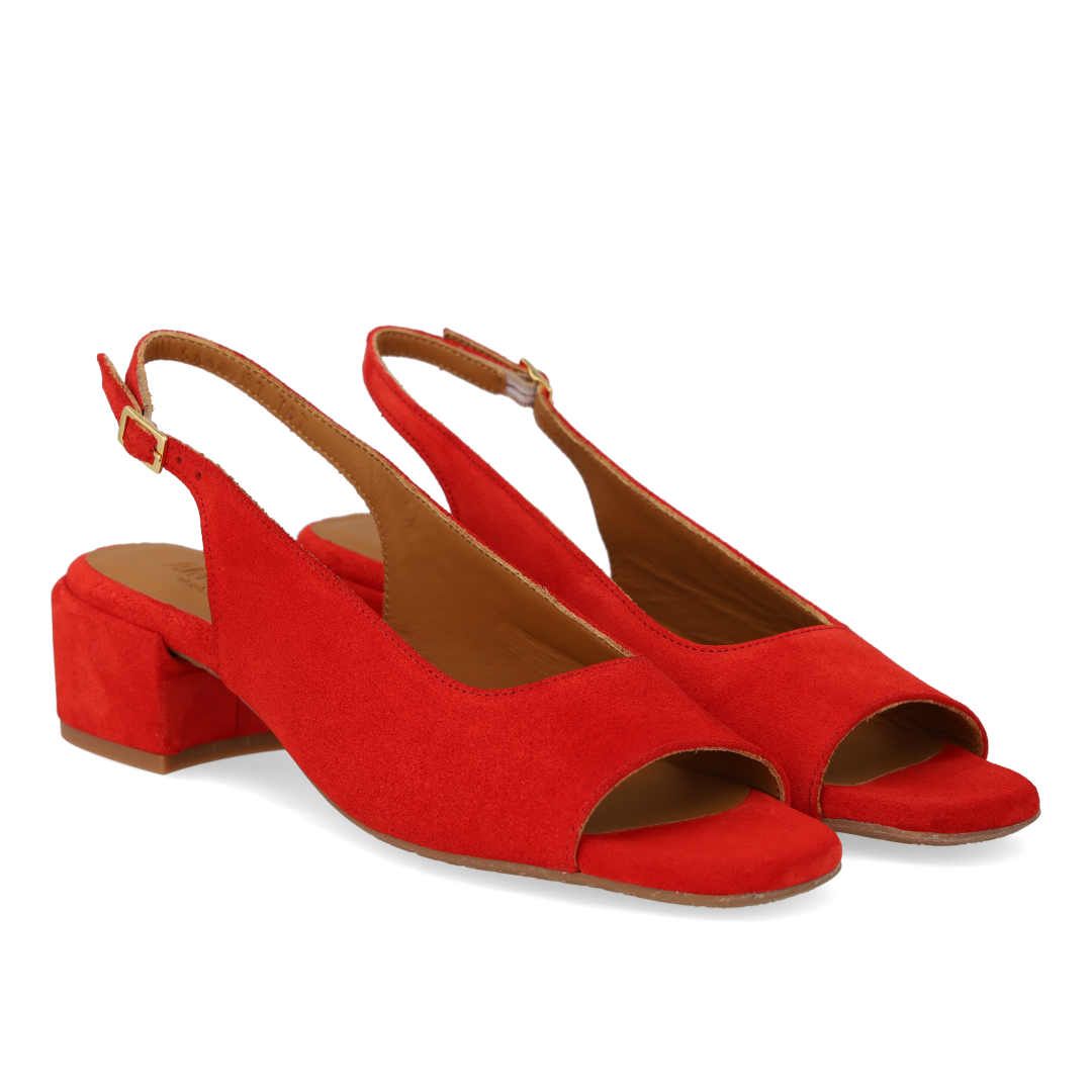 Højhælet slingback sandal med åben tå