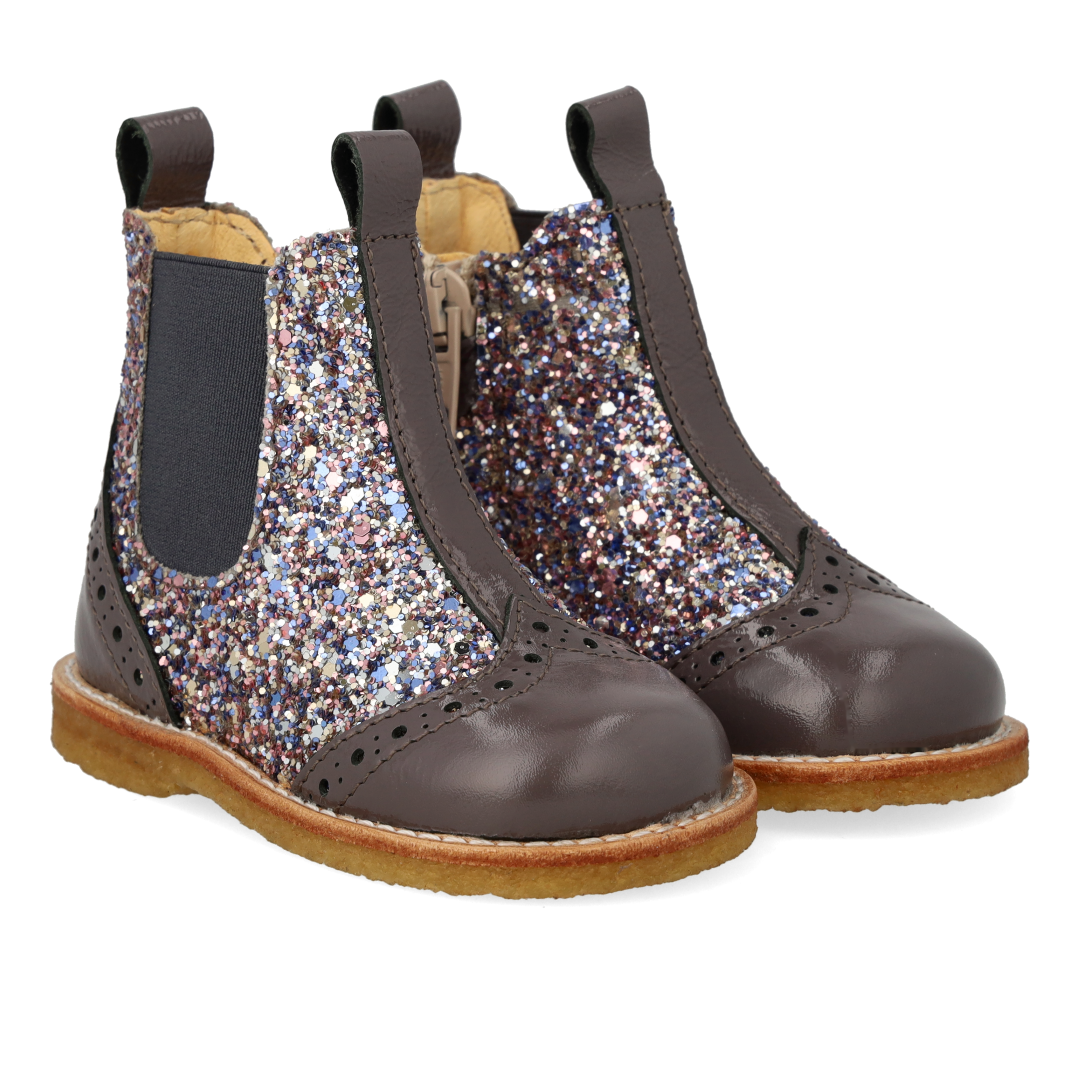 Klassisk Chelsea støvle med funklende glitter