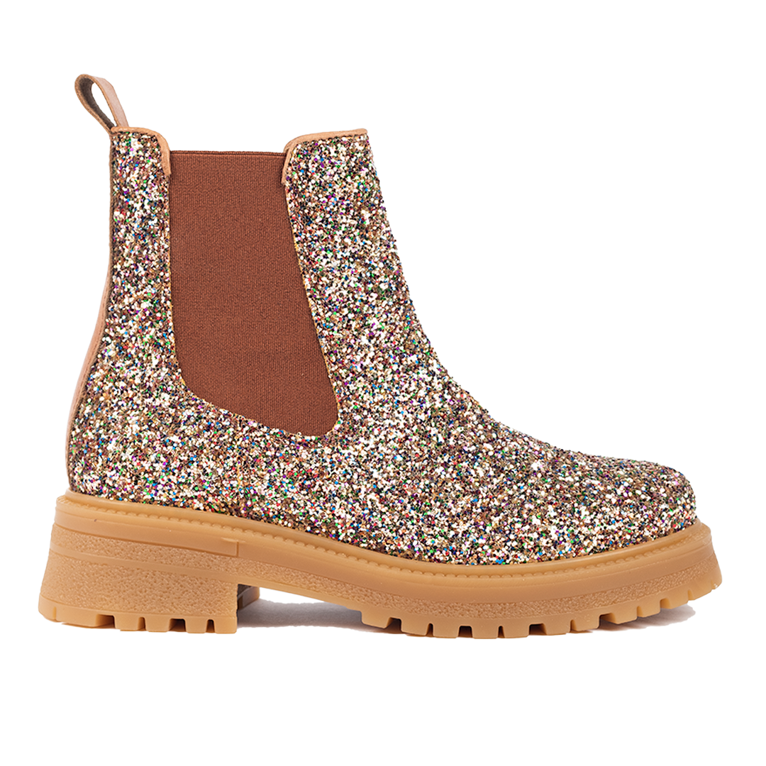 Glitter chelsea støvle på track-sål