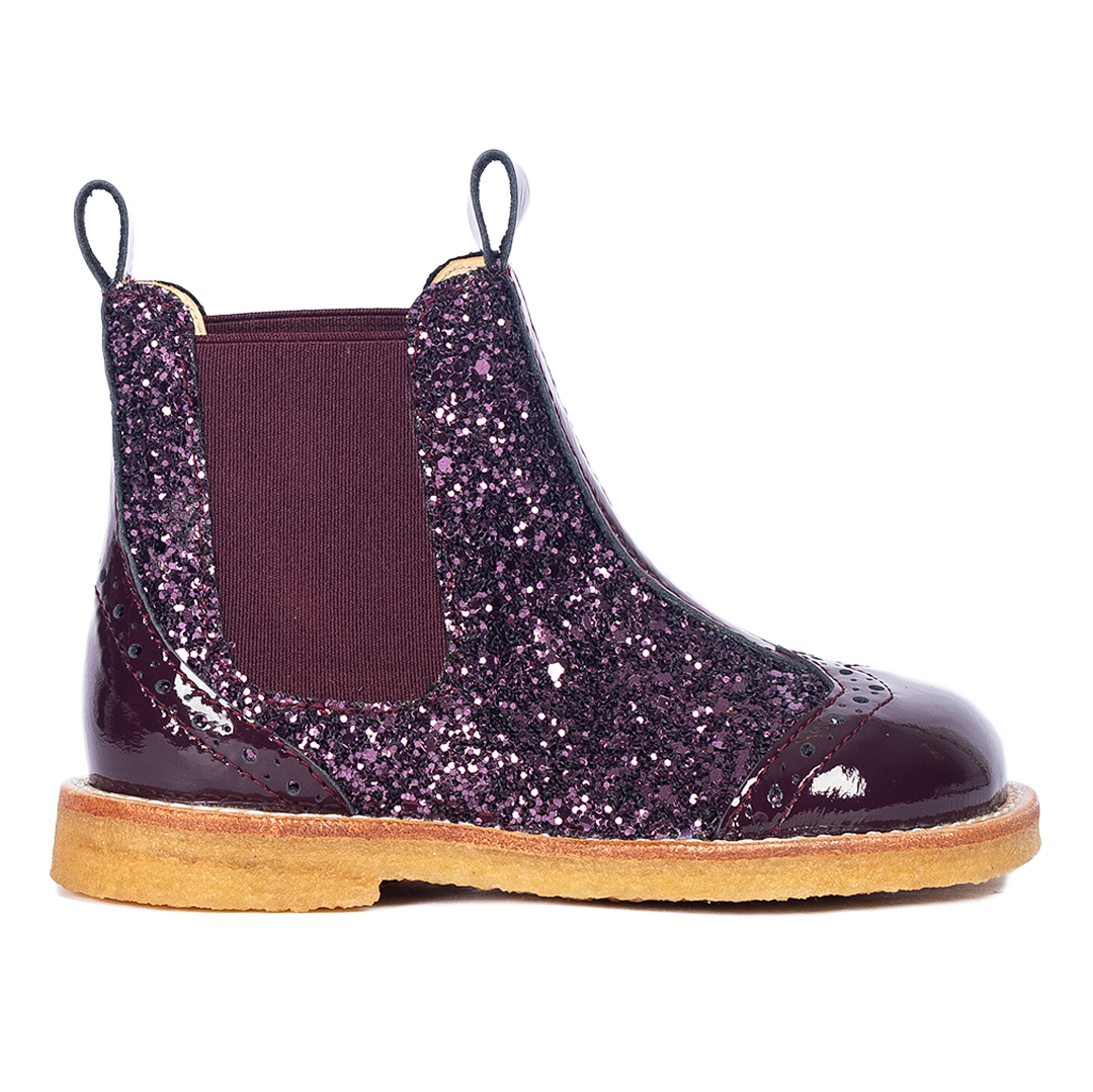 Chelsea støvle med glitter og brogues detaljer
