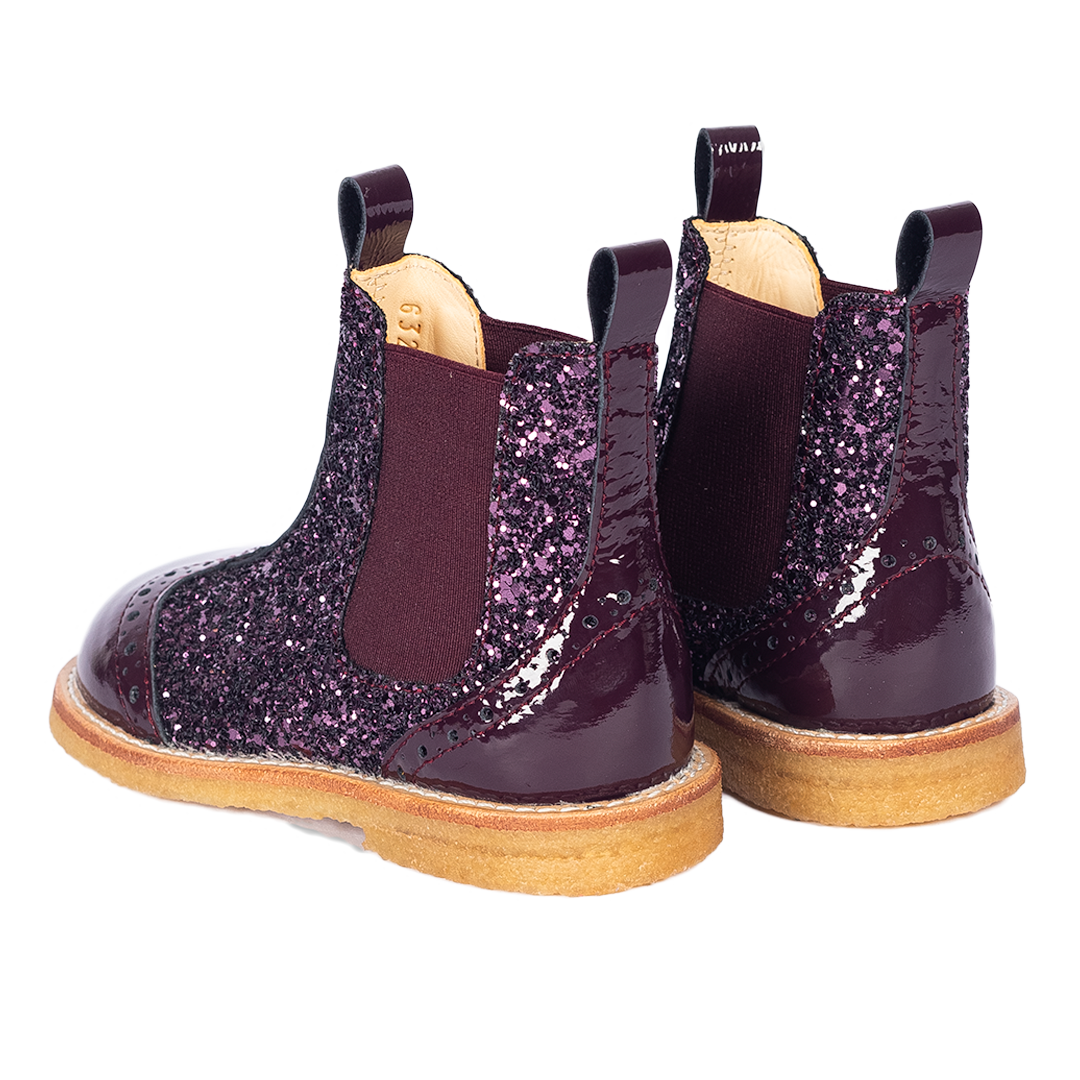 Chelsea støvle med glitter og brogues detaljer