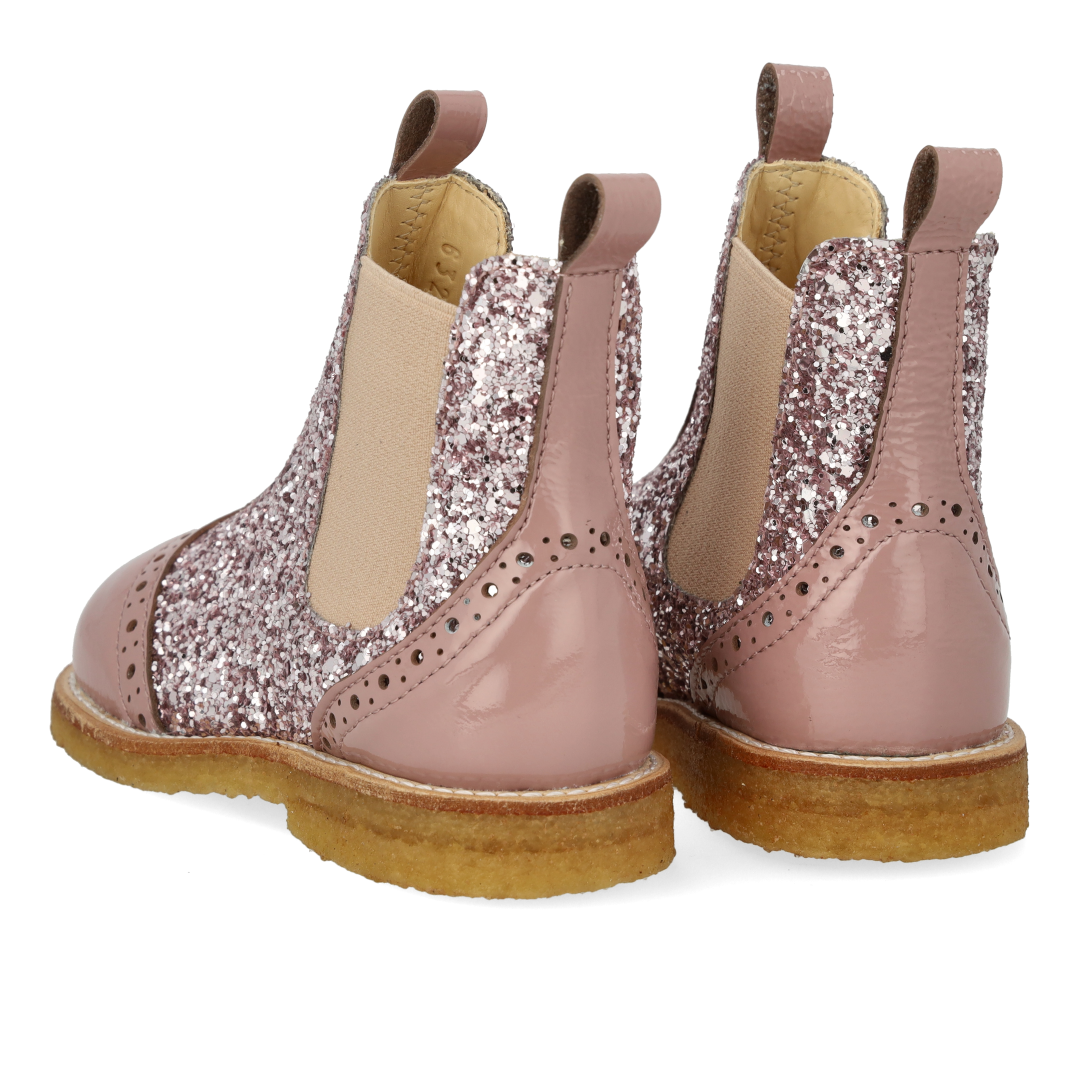 Chelsea støvle med glitter og brogues detaljer