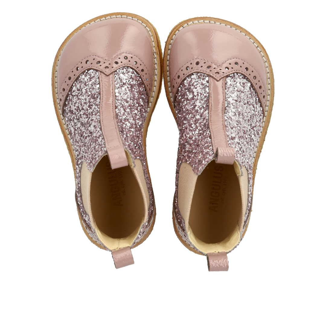 Chelsea støvle med glitter og brogues detaljer