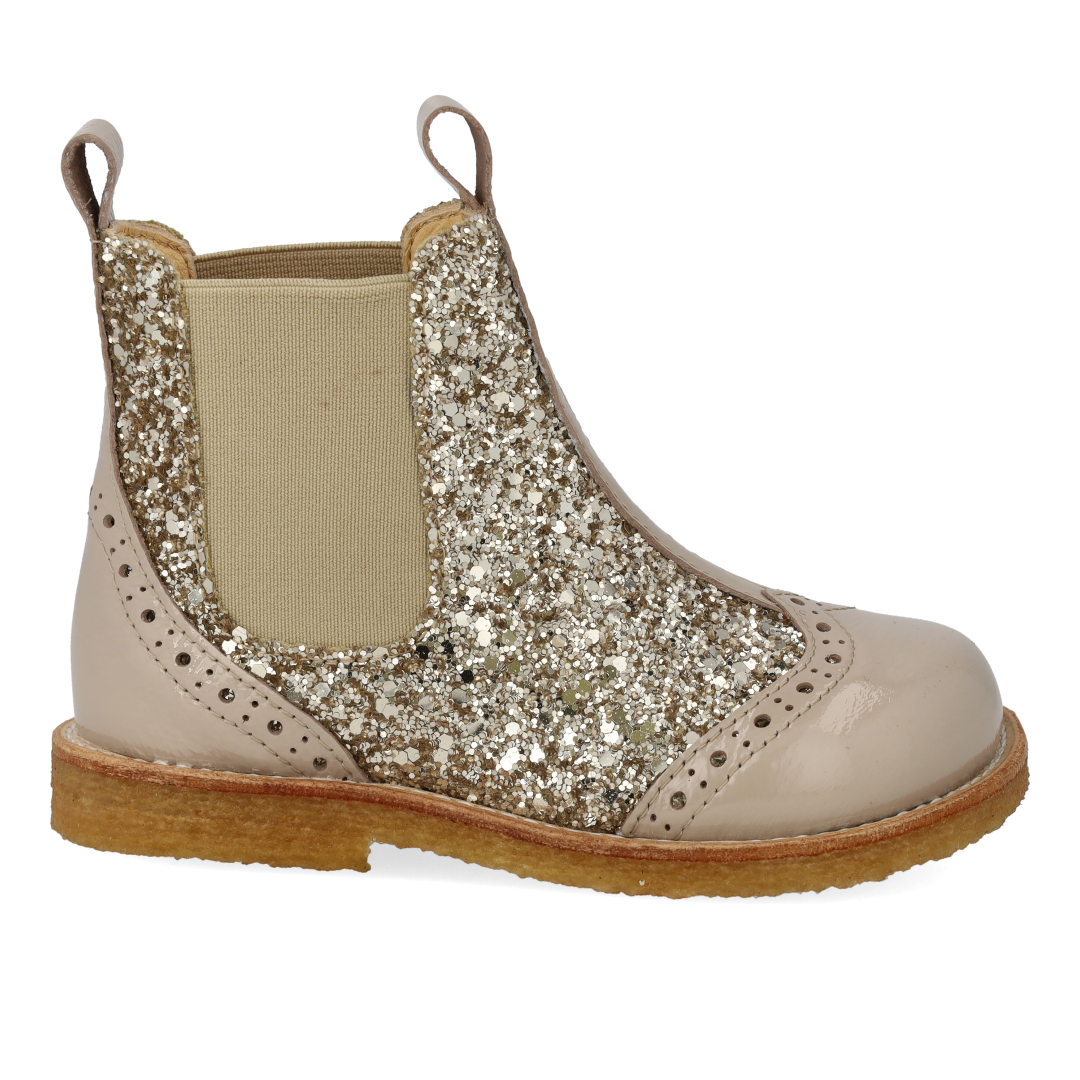 Chelsea støvle med glitter og brogues detaljer