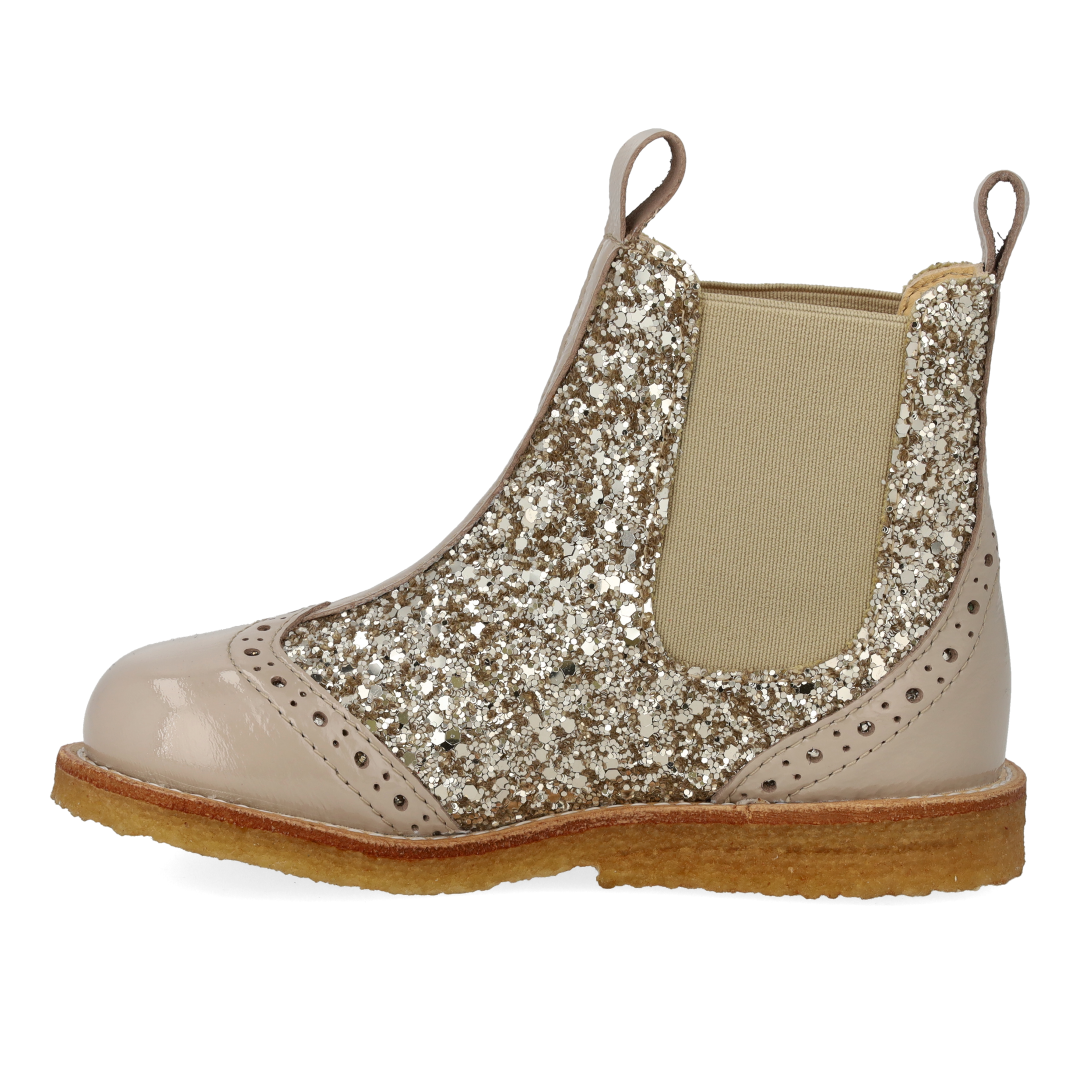 Chelsea støvle med glitter og brogues detaljer