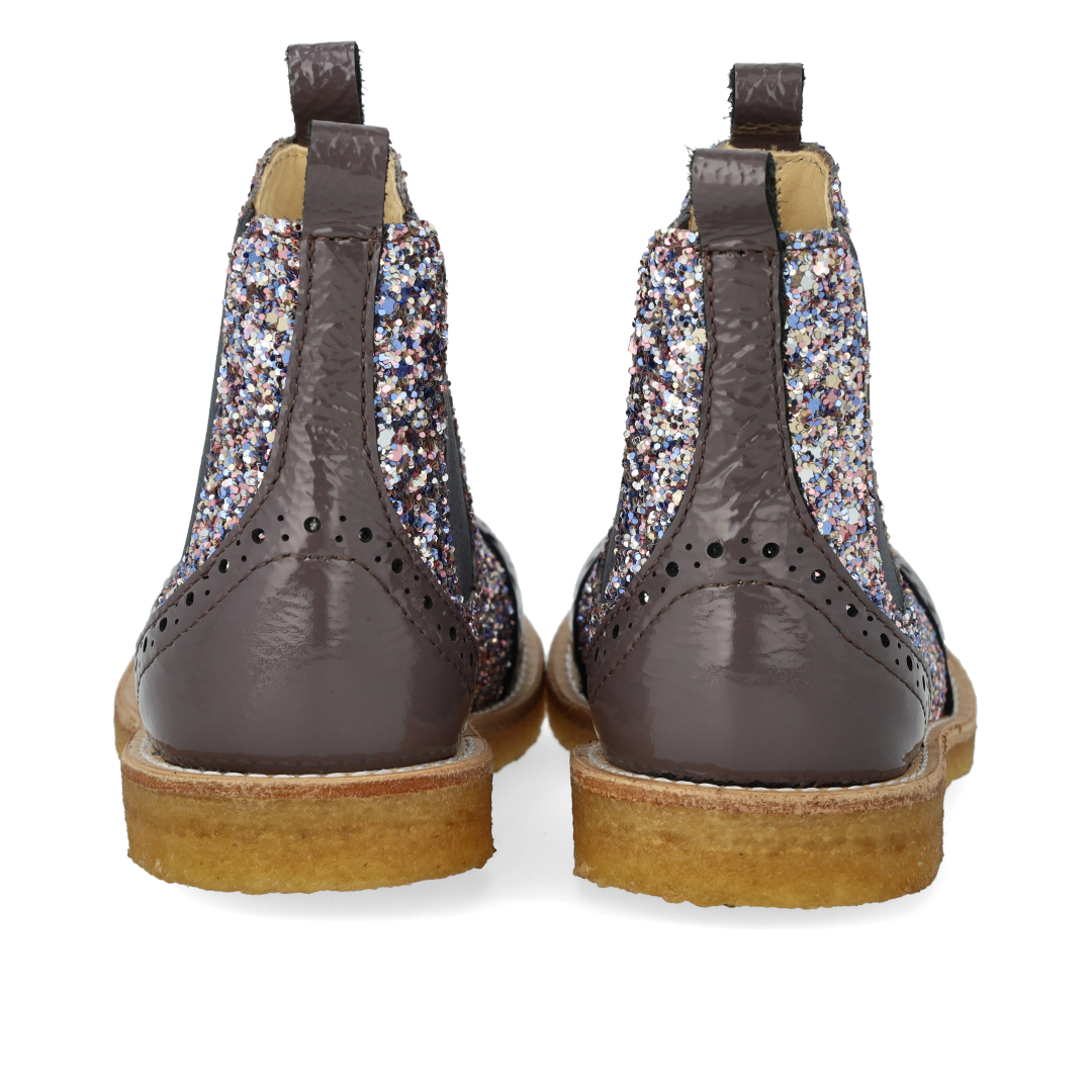 Chelsea støvle med glitter og brogues detaljer