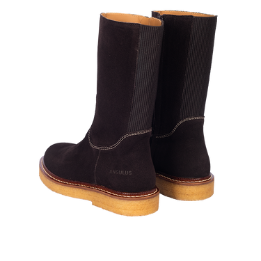 Klassisk læderstøvle med kontraststikninger