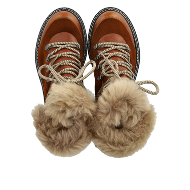 Colourblock støvle med pelsdetaljer