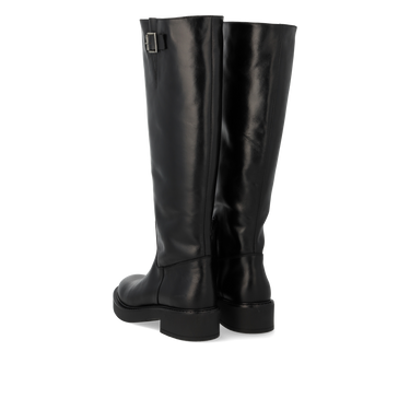 Langskaftet støvle med spændedetalje