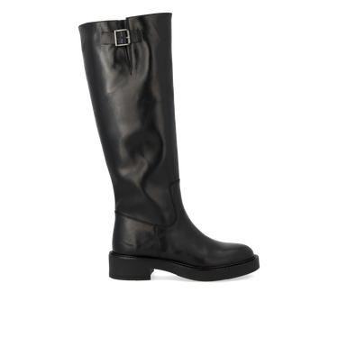 Langskaftet støvle med spændedetalje